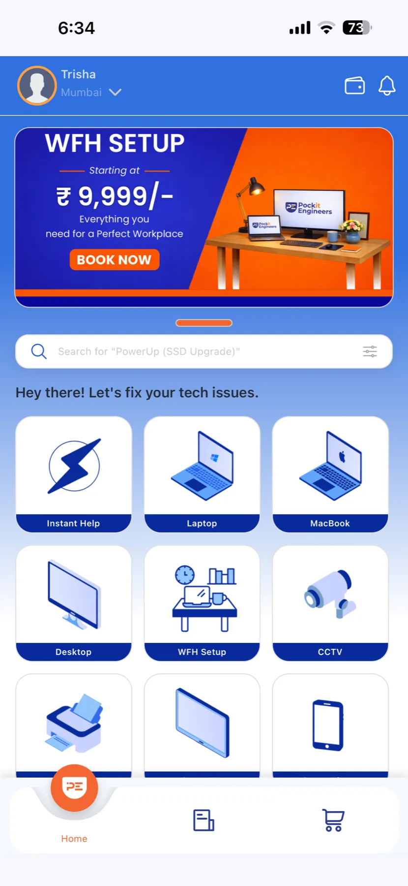 Pockit Engineers app — book doorstep laptop repair and IT support in Mumbai
